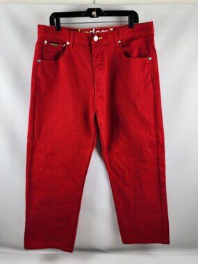 akademiks Jeans Mens 37x27 Red Skateboarding Wide Relaxed Y2K 90s